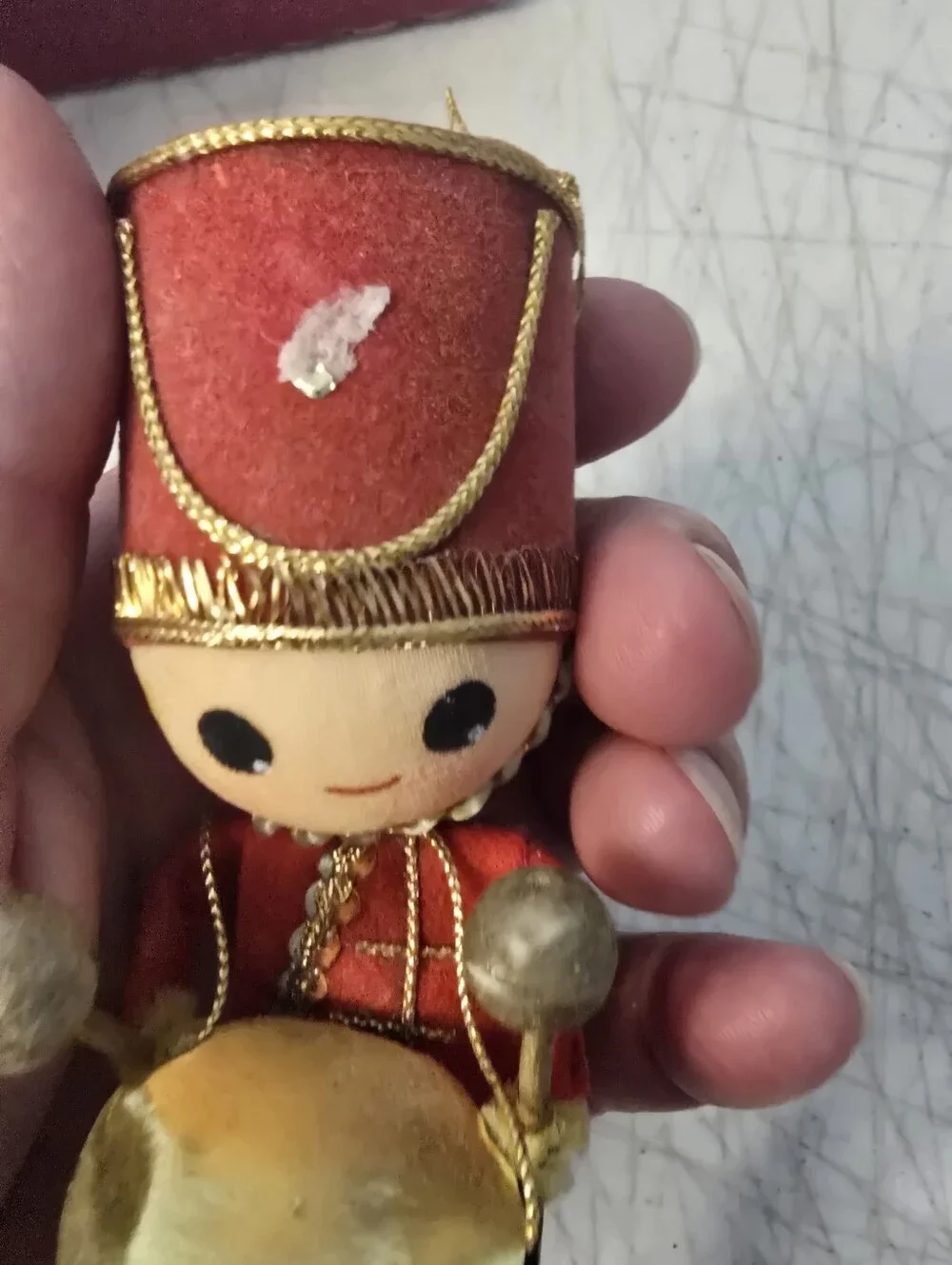 3 Vintage Drummer Toy Soldiers Handmade 1960s Red Christmas Ornament 5
